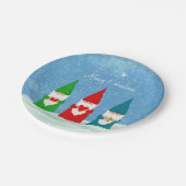 Assiettes En Carton Gnomes de Noël mignons habillés en bleu rouge et v (Angle)