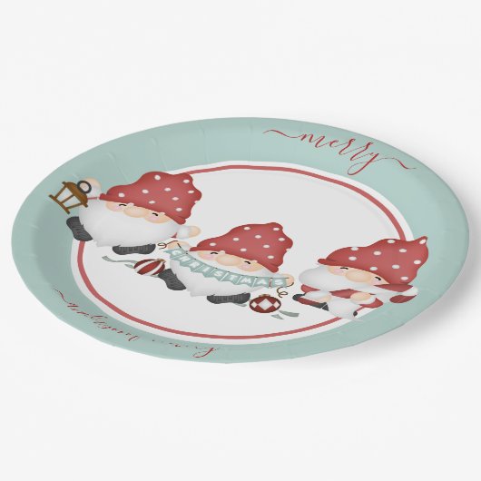 Assiettes En Carton Gnomes de Noël scandinaves mignons (Angle)