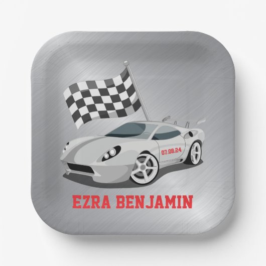 Assiettes En Carton Go-Kart Race Car Racing Bar Mitzvah (Recto)