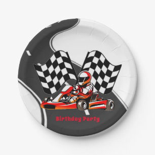 Assiettes En Carton Go Kart Racing Garçon fête d'anniversaire