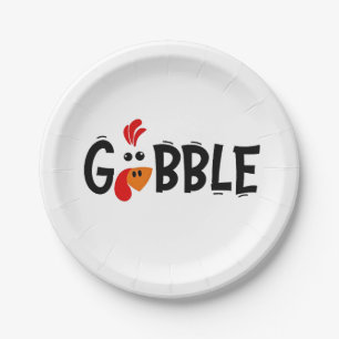 Assiettes En Carton Gobble Funny Thanksgiving Turquie fête