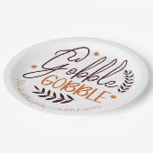 Assiettes En Carton Gobble Gobble Personnalisé Plaques Papier Thanksgi (Angle)