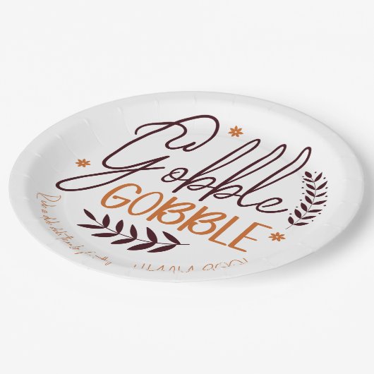 Assiettes En Carton Gobble Gobble Personnalisé Plaques Papier Thanksgi (Angle)