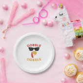 Assiettes En Carton Gobble Gobble Turquie Thanksgiving Day Cadeaux Vin (Fête)