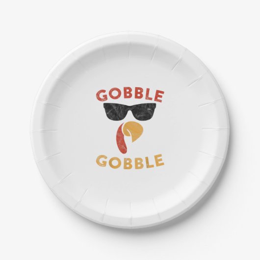 Assiettes En Carton Gobble Gobble Turquie Thanksgiving Day Cadeaux Vin (Devant)