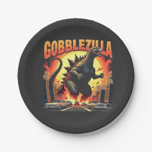 Assiettes En Carton Gobblezilla Éffrayant Turquie Thanksgiving Gobble