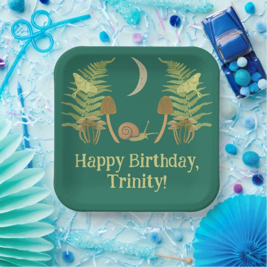 Assiettes En Carton Goblincore Snail and Mushrooms Personnalisé (Fête)