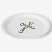 Assiettes En Carton Gold 3D Look Cross Outline (Angle)