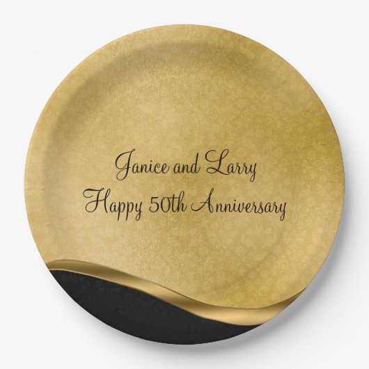 Assiettes En Carton Gold 50th Wedding Anniversary (Devant)