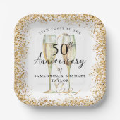 Assiettes En Carton Gold 50th Wedding Anniversary (Recto)