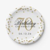 Assiettes En Carton Gold 70th Birthday Parties scintillant Confetti Wh (Devant)