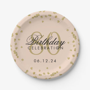 Assiettes En Carton Gold 80e anniversaire Parties scintillant Confetti