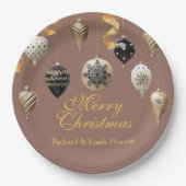 Assiettes En Carton Gold and Black Christmas Baubles (Devant)
