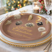 Assiettes En Carton Gold and Black Christmas Baubles