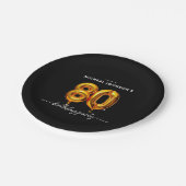Assiettes En Carton Gold Balloon Black 80e fête d'anniversaire (Angle)