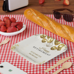 Assiettes En Carton Gold Balloon joyeuse retraite