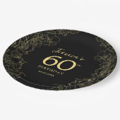 Assiettes En Carton Gold Black 60e anniversaire (Angle)