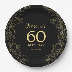 Assiettes En Carton Gold Black 60e anniversaire