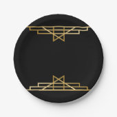 Assiettes En Carton Gold & Black Art Déco, Gatsby Great Wedding Party (Devant)