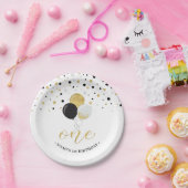 Assiettes En Carton Gold & Black Confetti Ballons 1er anniversaire (Fête)