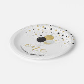 Assiettes En Carton Gold & Black Confetti Ballons 1er anniversaire (Angle)