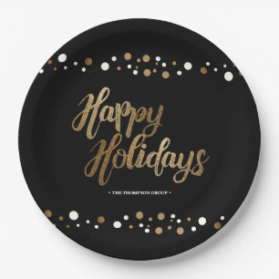 Assiettes En Carton Gold Black Confetti Confetti Corporate Fête