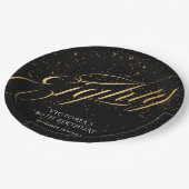 Assiettes En Carton Gold Black Confetti Parties scintillant 80e annive (Angle)