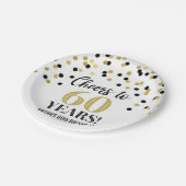 Assiettes En Carton Gold Black Confetti salue 60 ans d'anniversaire (Angle)