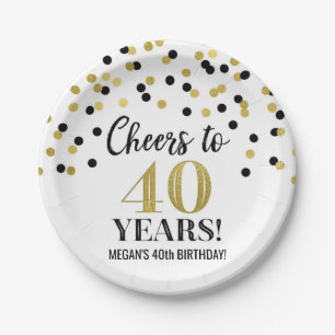 Assiettes En Carton Gold Black Confetti salue l'anniversaire de 40 ans