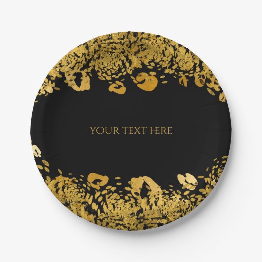 Assiettes En Carton Gold & Black Exotic Jungle Cheetah Glam Party (Devant)