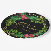 Assiettes En Carton Gold Black Family Joyeux Noël Holly Parties scinti (Angle)
