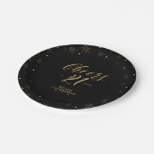 Assiettes En Carton Gold & Black Sparkle Cheers 21e fête d'anniversair (Angle)
