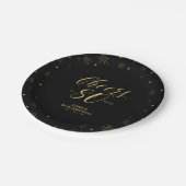 Assiettes En Carton Gold & Black Sparkle Cheers 80e fête d'anniversair (Angle)