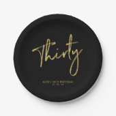 Assiettes En Carton Gold & Black Trente Lettering 30e anniversaire (Devant)