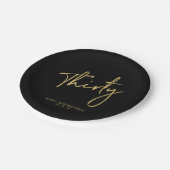 Assiettes En Carton Gold & Black Trente Lettering 30e anniversaire (Angle)