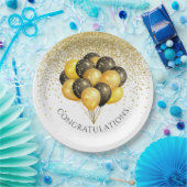 Assiettes En Carton Gold Black White Retraite Party (Fête)