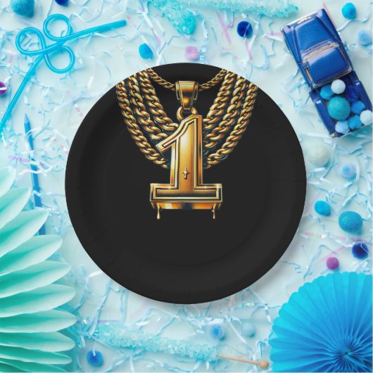 Assiettes En Carton Gold Chain 1 Drift #1 1st Birthday Party (Fête)