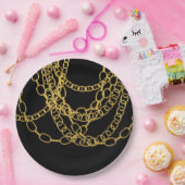 Assiettes En Carton Gold Chains Black Hip hop Danse fête d'anniversair (Fête)