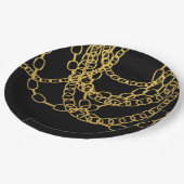 Assiettes En Carton Gold Chains Black Hip hop Danse fête d'anniversair (Angle)