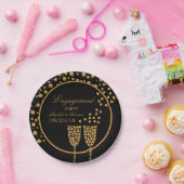 Assiettes En Carton Gold Champagne Bubbles (Fête)
