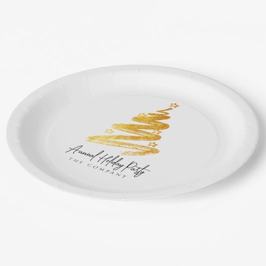 Assiettes En Carton Gold Christmas Tree Fête (Angle)