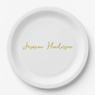 Assiettes En Carton Gold Color Calligraphy Professional