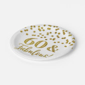 Assiettes En Carton Gold Confetti 60 et fabuleux Plaque papier d'anniv (Angle)