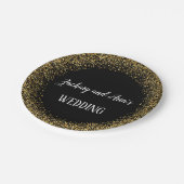 Assiettes En Carton Gold Confetti Calligraphie | Plaques Mariages noir (Angle)