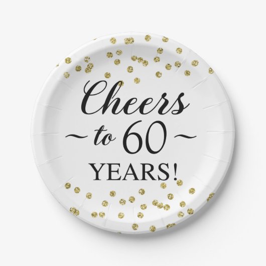Assiettes En Carton Gold Confetti encourage à 60 ans (Devant)