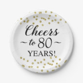 Assiettes En Carton Gold Confetti encourage à 80 ans (Devant)