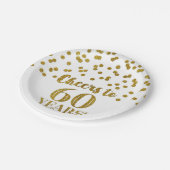 Assiettes En Carton Gold Confetti fête ses 60 ans d'anniversaire (Angle)