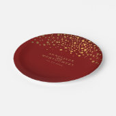Assiettes En Carton Gold Confetti Maroon Rouge (Angle)