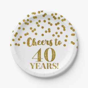 Assiettes En Carton Gold Confetti salue 40 ans d'anniversaire