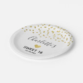 Assiettes En Carton Gold Confetti Sweet 16 Anniversaire (Angle)